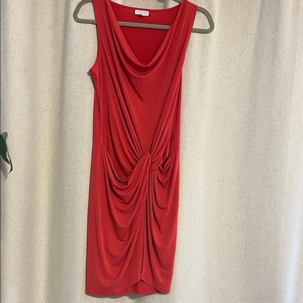 New York & Company Orange Draped Midi Dress